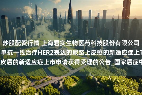 炒股配资行情 上海君实生物医药科技股份有限公司 自愿披露关于特瑞普利单抗一线治疗HER2表达的尿路上皮癌的新适应症上市申请获得受理的公告_国家癌症中心_研究